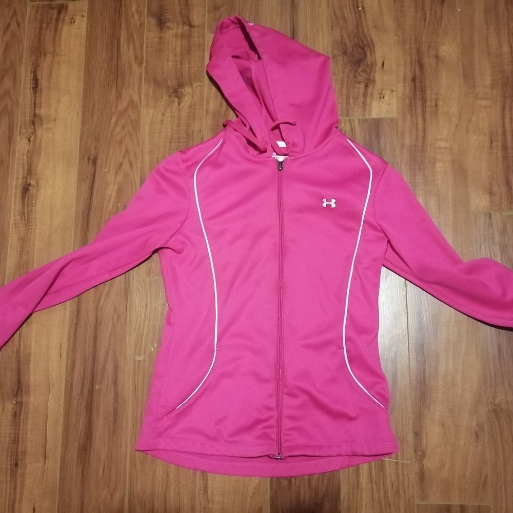 Pink under Armour zip up hoodies size medium